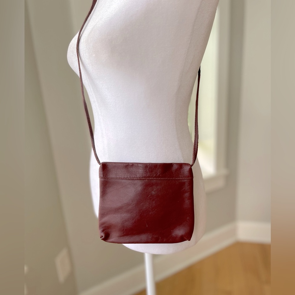 Vintage Oxblood Dark Red Burgundy Genuine Leather Crossbody Mini Bag